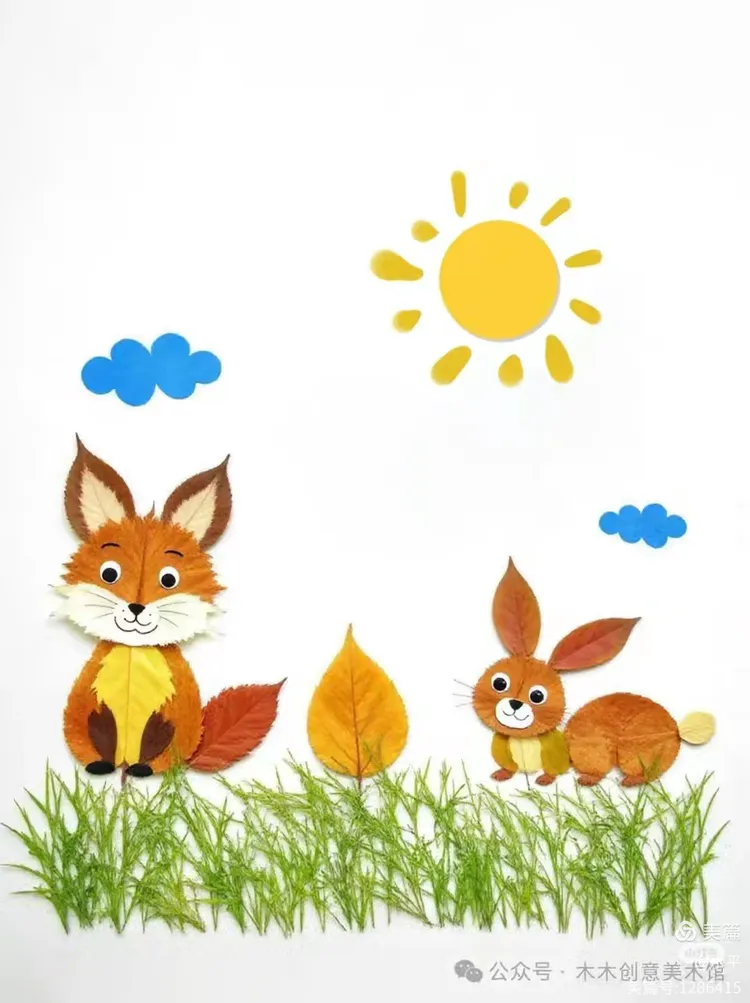 网络上的树叶贴画 石头组合画